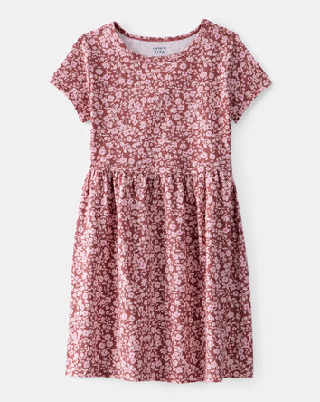 Girls Floral Short-Sleeve Dress - Pink, 