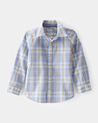 Toddler Boy Poplin Plaid Button-Front Shirt  -Blue/Orange/White, image 1 of 4 slides
