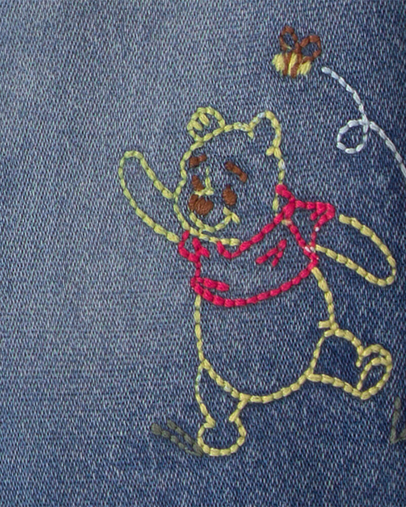Baby Disney&copy; Winnie the Pooh Embroidered Knit-Like Denim Jacket with Back Art - Dark Wash, image 5 of 7 slides