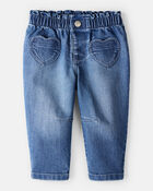 Baby Girl Heart Pocket Barrel Jeans - Blue, image 1 of 5 slides
