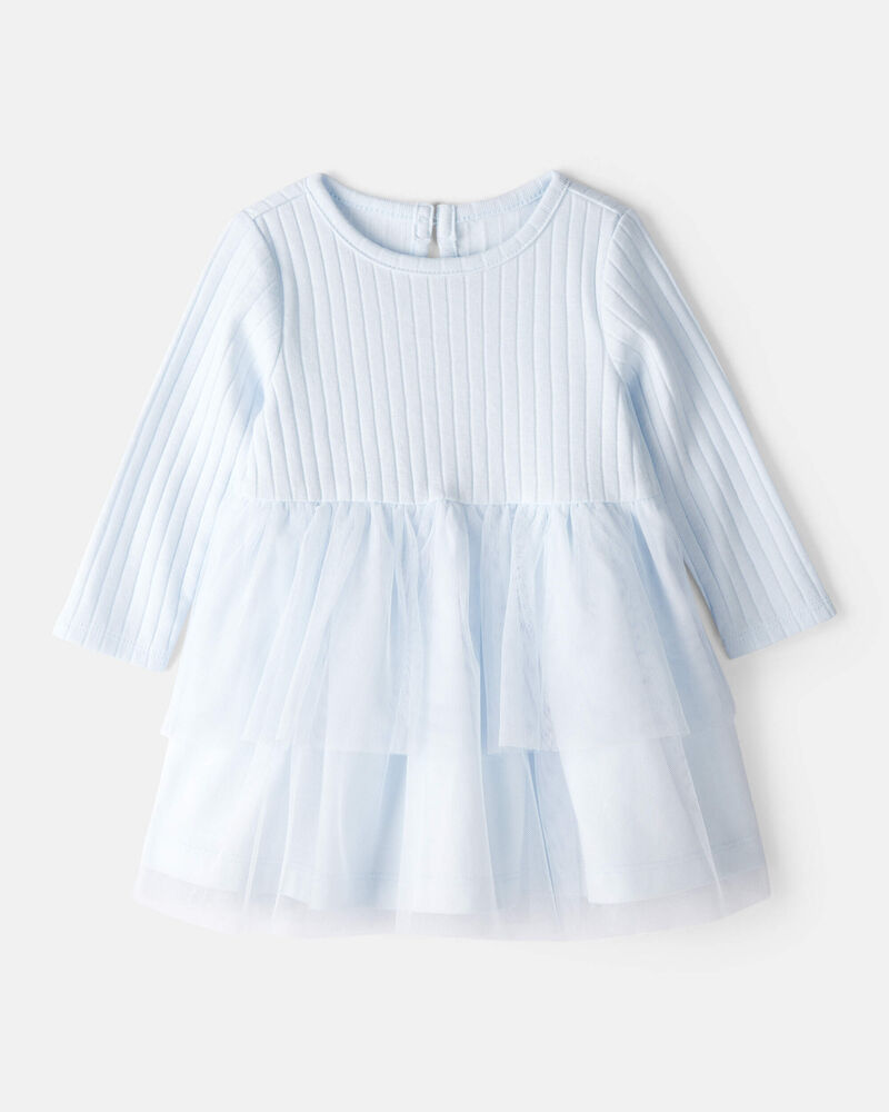 Baby Girl Tulle Long-Sleeve Dress - Blue, image 1 of 5 slides