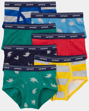 Toddler Boy 7-Pack Dinosaur Cotton Briefs Underwear, 