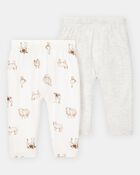 Baby Girl 2-Pack PurelySoft Pull-On Pants - Grey/Ivory, image 1 of 5 slides