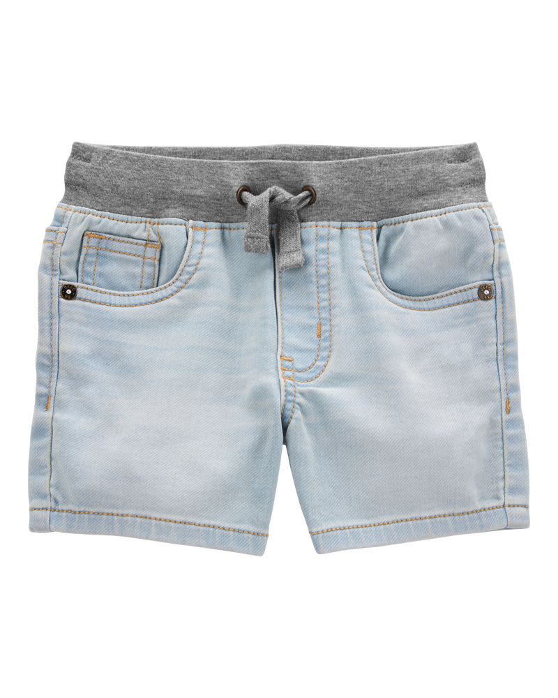 Baby Pull-On Denim Short - Light Blue Wash, image 1 of 5 slides