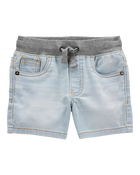 Baby Pull-On Denim Short - Light Blue Wash, image 1 of 5 slides