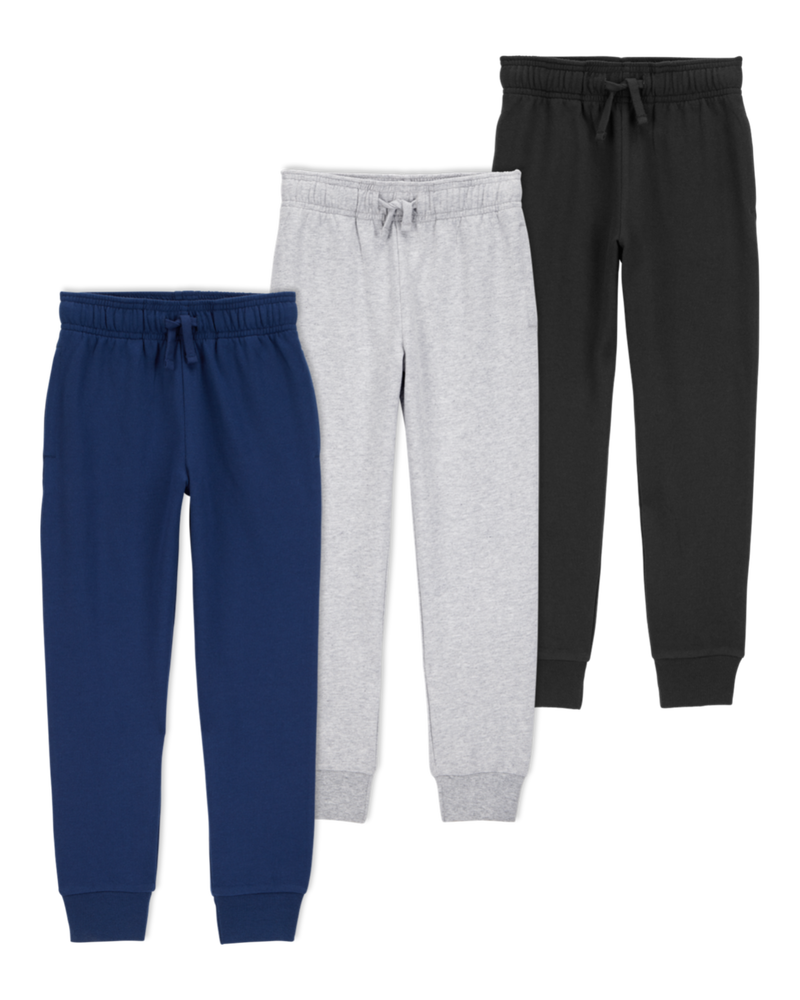 Kid 3-Pack Pull-On Drawstring Joggers, image 1 of 10 slides