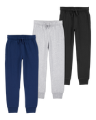Kid 3-Pack Pull-On Drawstring Joggers, image 1 of 10 slides
