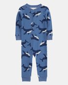 Toddler Boy Whale Print Snug Fit Cotton Footless 1-Piece Pajamas - Navy, image 1 of 4 slides