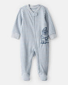 Baby Boy Walrus 100% Cotton Long-Sleeve Snug Fit Sleep & Play Pajamas - Blue, image 1 of 5 slides