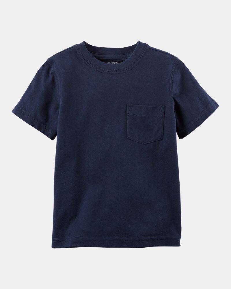 Baby Solid Short-Sleeve Pocket Tee - Navy, image 1 of 3 slides