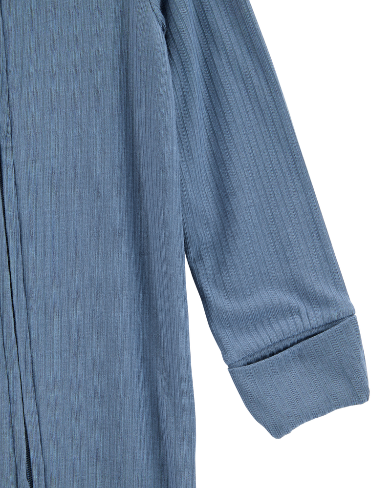 Baby Boy Solid 2-Way Zip PurelySoft Convertible Foot Sleep & Play Pajamas - Navy, image 2 of 7 slides