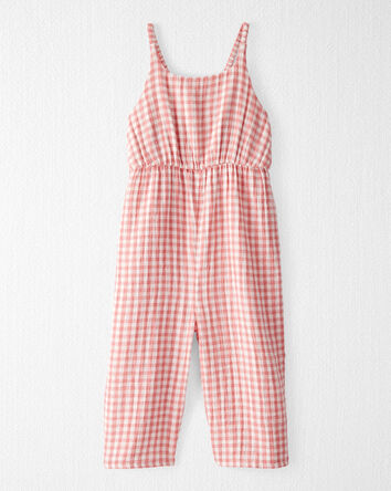 Toddler Organic Cotton Gauze Gingham Jumpsuit, 