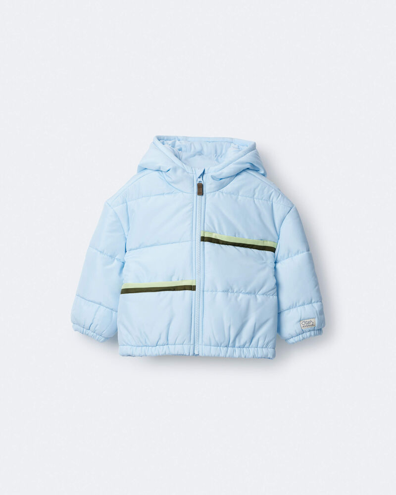Toddler Boy Zip-Up Hooded Puffer - Light Blue, image 2 of 7 slides