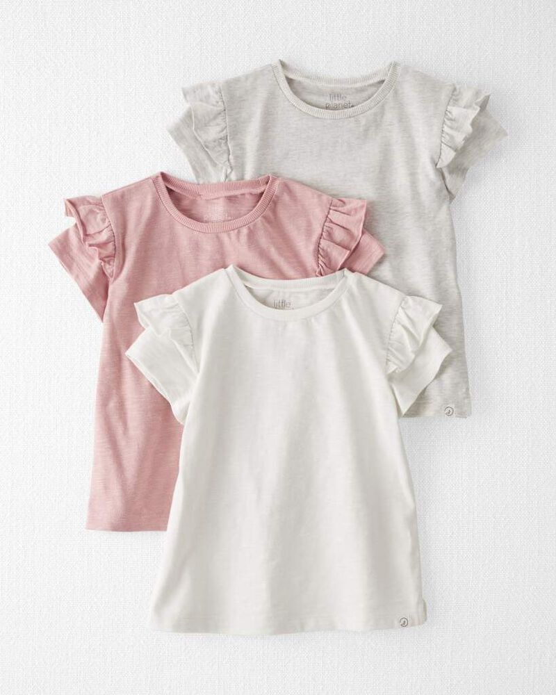 Toddler Girl 3-Pack Organic Cotton Flutter T-Shirts, image 1 of 6 slides