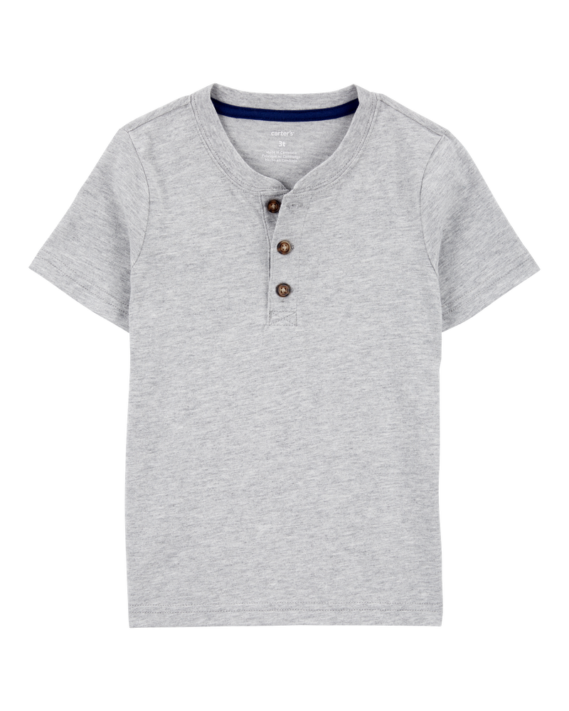 Baby Boy Short-Sleeve Henley Tee - Grey, image 1 of 3 slides