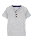 Baby Boy Short-Sleeve Henley Tee - Grey, image 1 of 3 slides