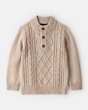 Toddler Boy Cable-Knit Long-Sleeve Sweater - Tan, 
