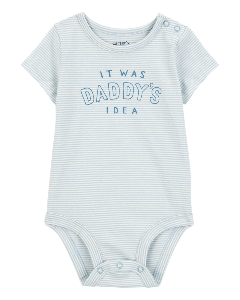 Baby "It Was Daddy's Idea" Short-Sleeve Bodysuit - Blue, image 1 of 3 slides