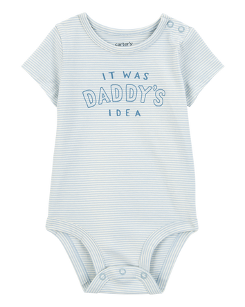 Baby "It Was Daddy's Idea" Short-Sleeve Bodysuit - Blue, 