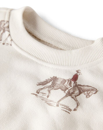 Kid French Terry Sweatshirt Made with Organic Cotton in Western Rodeo Print, 