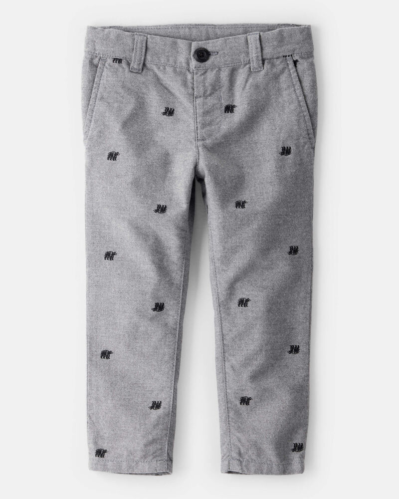 Toddler Boy Bear Print Dress Pants - Grey, image 1 of 6 slides