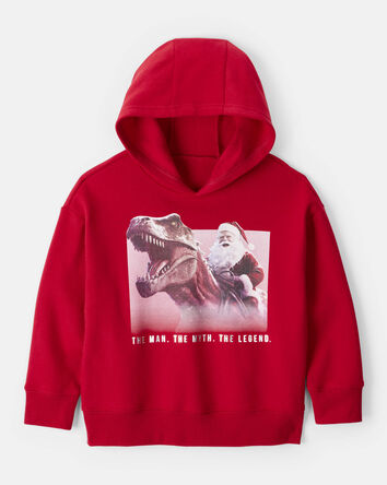 Boys Christmas Santa Long-Sleeve Fleece Hoodie - Red, 