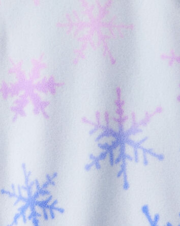 Girls Snowflake Fleece Long-Sleeve Loose Fit 1-Piece Pajamas - Blue, 