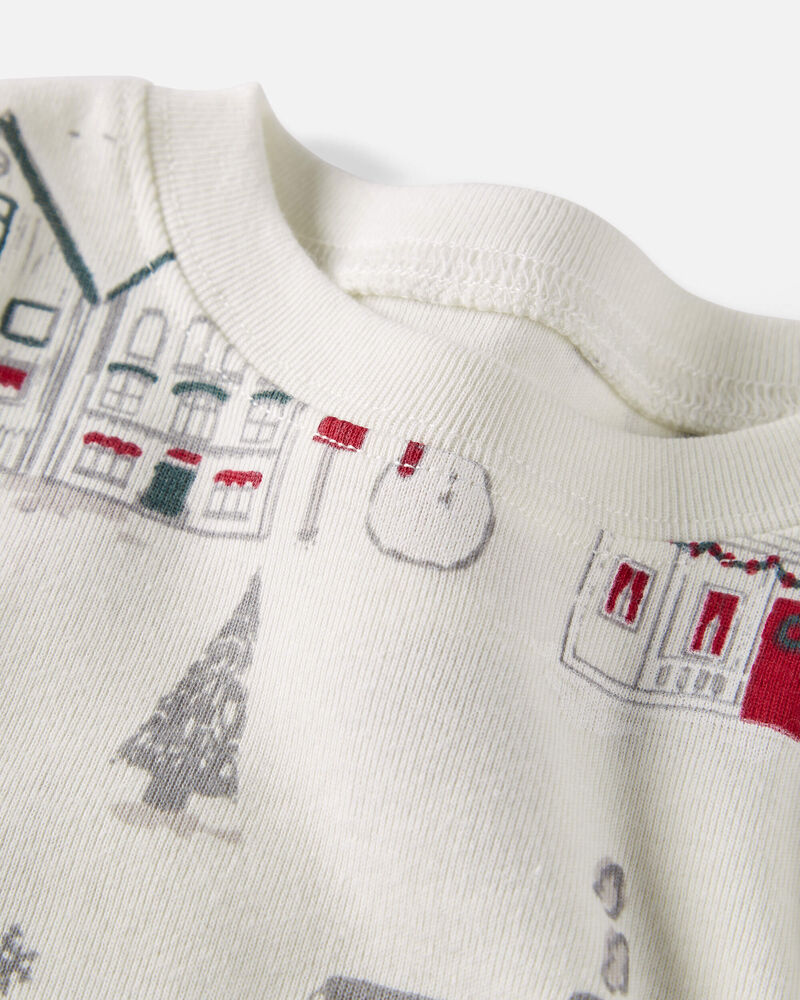 Toddler Organic Cotton Pajamas Set in Winter Village Print
, image 2 of 4 slides