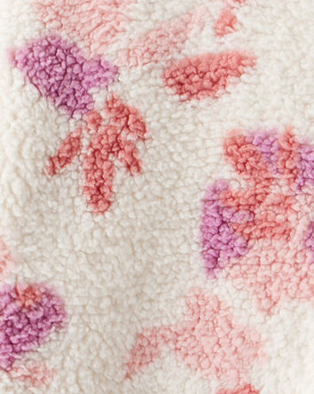 Girls Floral Print Long-Sleeve Sherpa Jacket, 