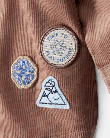 Toddler Boy Camping Badges Corduroy Button-Down Shirt - Brown, 
