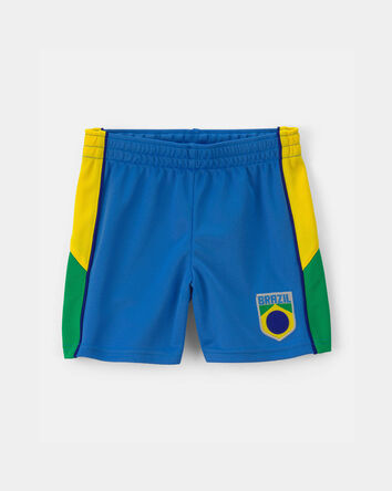 Toddler Umbro Brazil Mesh Soccer Shorts - Blue/Yellow/Green, 