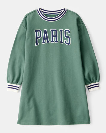 Kid Paris Long-Sleeve Cotton Dress - Green, 