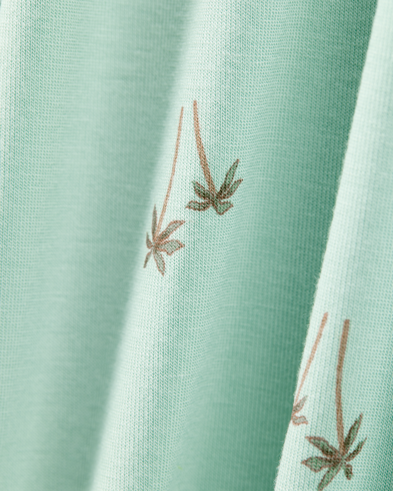 Baby Palm Tree Print PurelySoft Footless 1-Piece Pajamas - Mint, image 2 of 5 slides