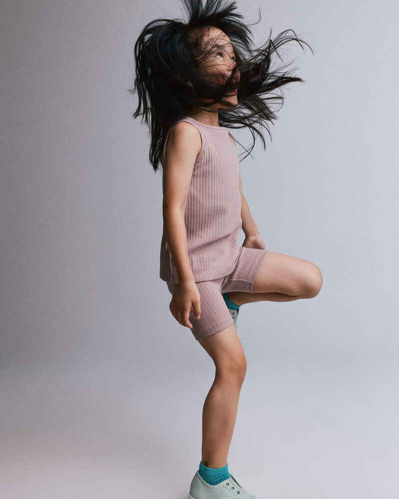 Toddler Girl Ribbed Playtime Tank Top - Mauve, image 1 of 4 slides