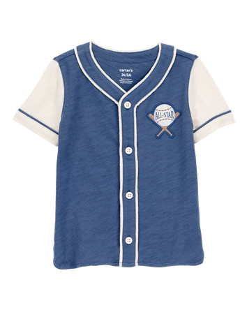Baby All-Star Baseball Button-Down Vintage Tee - Navy, 