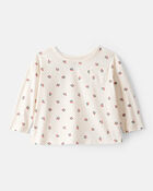 Baby Girl Holly Berry Print Cotton Long-Sleeve Top - Cream, image 1 of 3 slides
