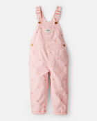 Toddler Girl Bow Print Corduroy Overalls - Pink, image 1 of 4 slides