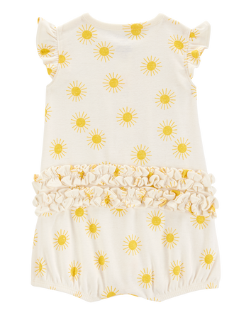 Baby Girl Sun Cotton Short-Sleeve Romper - Cream, 