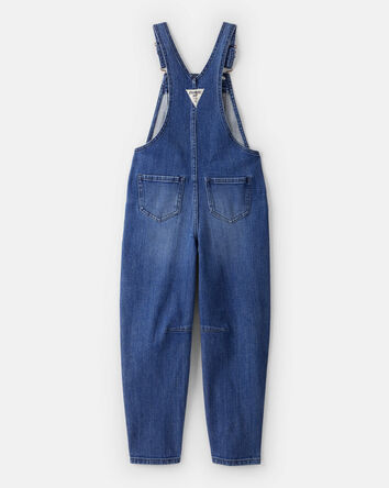 Girls Denim Sleeveless Overalls - Blue, 
