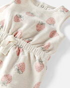 Baby Girl Organic Cotton Strawberry-Print Romper, image 2 of 4 slides