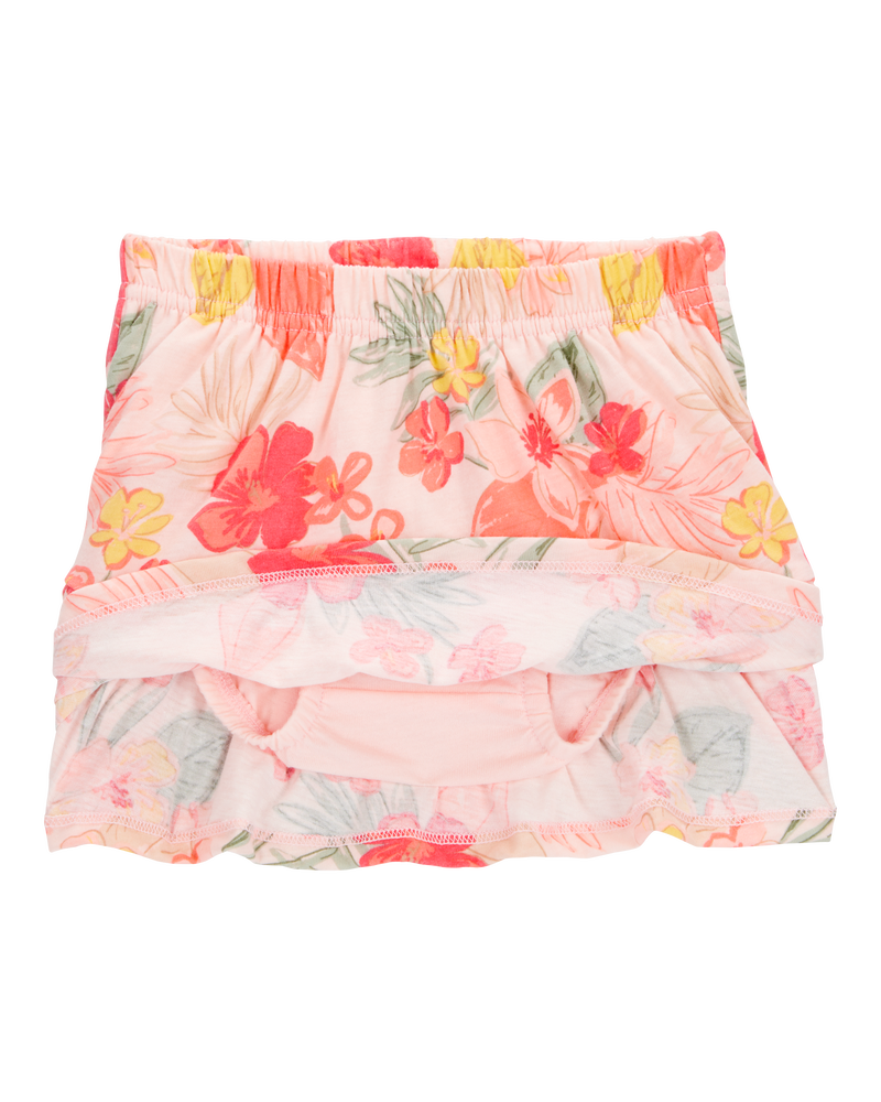 Baby 2-Piece Ribbed Tank & Floral Pull-On Skort Set - Pink, image 2 of 5 slides
