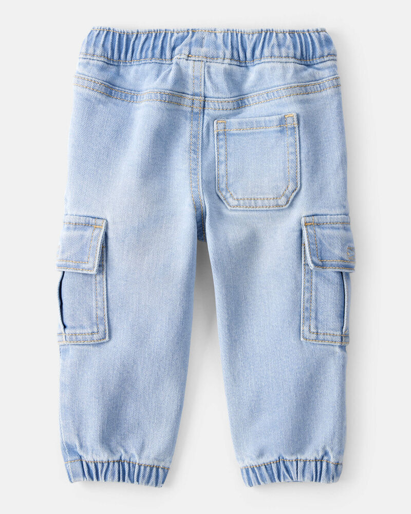 Baby Boy  Pull-On Denim Cargo Joggers - Light Wash, image 2 of 5 slides