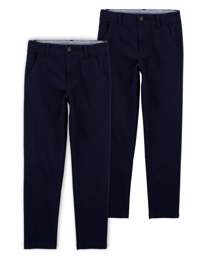 Kid 2-Pack Slim Tapered Chino Pants - Navy, image 1 of 4 slides