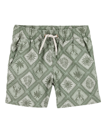 Baby Tile Print Drawstring Shorts - Green, 