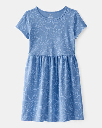 Girls Butterfly Short-Sleeve Dress - Blue, 