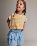 Toddler Girl 'Salty Sun Socials' Boxy Tee - Yellow, image 3 of 5 slides