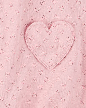 Baby Heart Pockets Cotton Romper - Pink, 