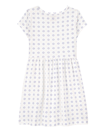 Girls Floral Short-Sleeve Dress- Ivory, 