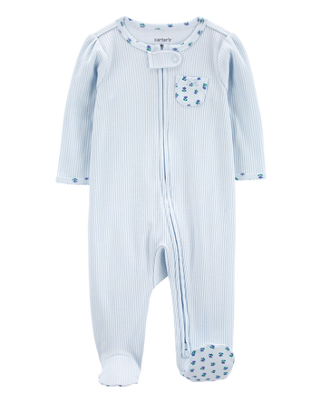 Baby Floral 2-Way Zip Ribbed Sleep & Play Pajamas, 