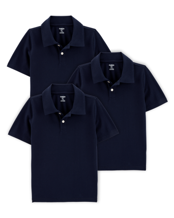 Kid 3-Pack Pique Uniform Polo Shirts - Navy, 